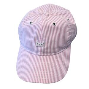 Melin Boathouse California Seersucker Snapback Hat Pink White Striped Nautical